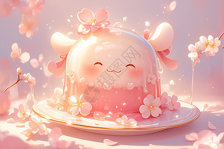 果冻蛋糕与花环背景图片