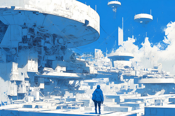蓝天下的未来城市图片
