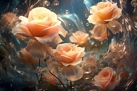 水中漂浮的玫瑰图片