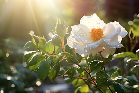 早晨花园中的花朵图片