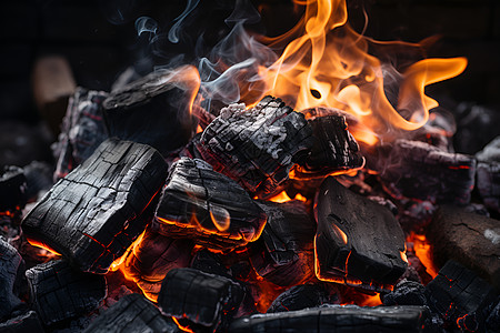 木柴和木料的火焰图片
