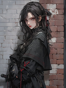 黑衣女武士女战士汉服女高清图片