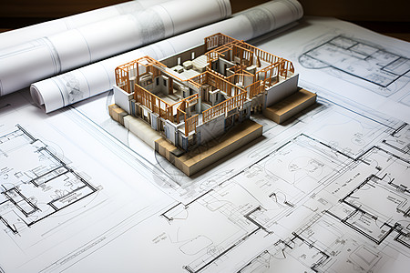 蓝图上的房子照片图片