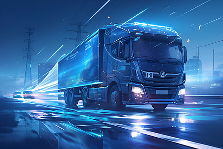 货车logo新能源配送卡车,电车插画