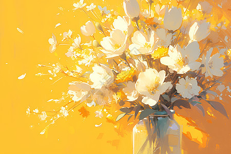 花瓶里的白花背景图片