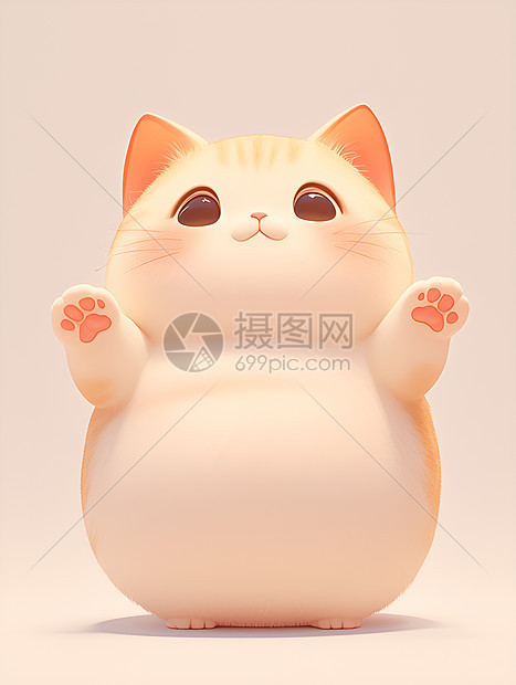 胖萌猫挺立双腿图片