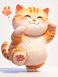 胖猫高举双爪背景图片