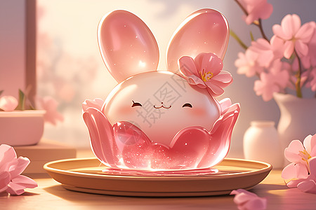可爱的粉红兔子图片