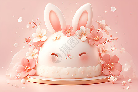 花束中的兔子蛋糕背景图片