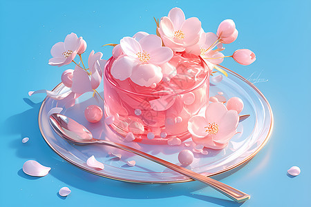 粉色果冻蛋糕背景图片