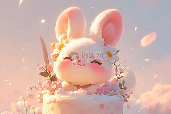 甜美的兔子蛋糕图片