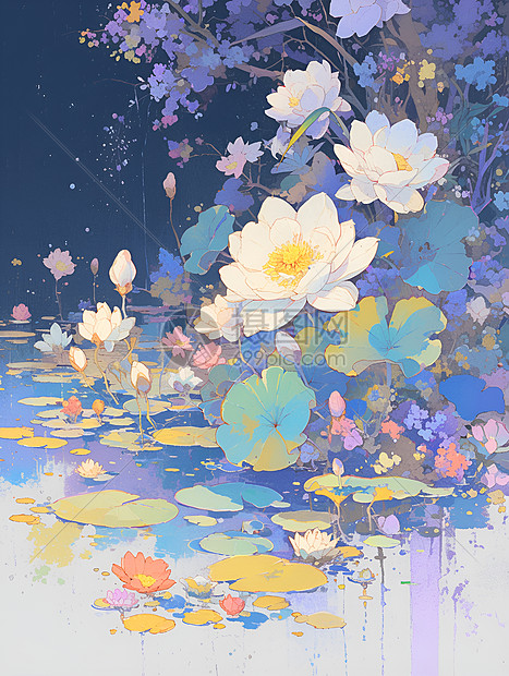 池塘里的莲花图片