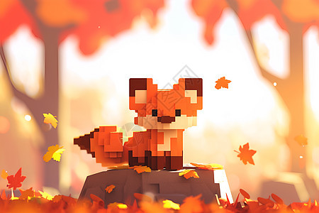 秋日落叶中的狐狸图片