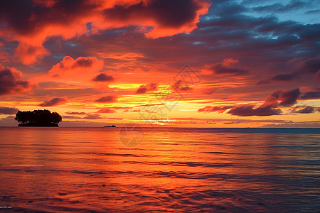 日落海岛图片