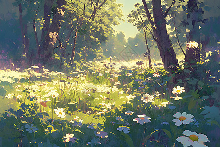 阳光下的野花背景图片
