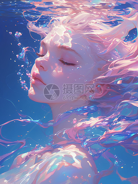 水里的少女图片