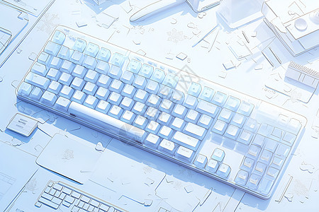 蓝色的机械键盘图片
