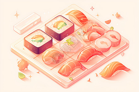 燕窝美食可口美味的寿司插画