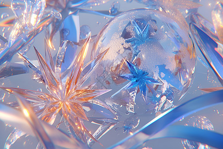 水晶玻璃花朵图片