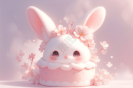 梦幻粉色兔子蛋糕背景图片