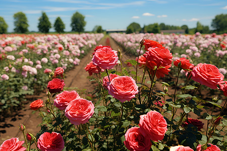 盛开在田野上的玫瑰花高清图片
