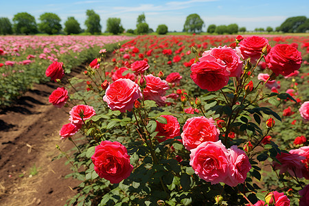 花田中的红玫瑰图片