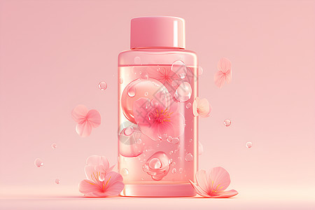 粉色花朵瓶子图片
