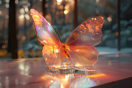光影舞动玻璃蝴蝶图片