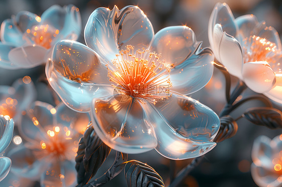 华丽光影中的抽象花朵图片