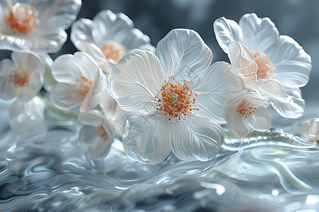 白色的玻璃质感花朵图片