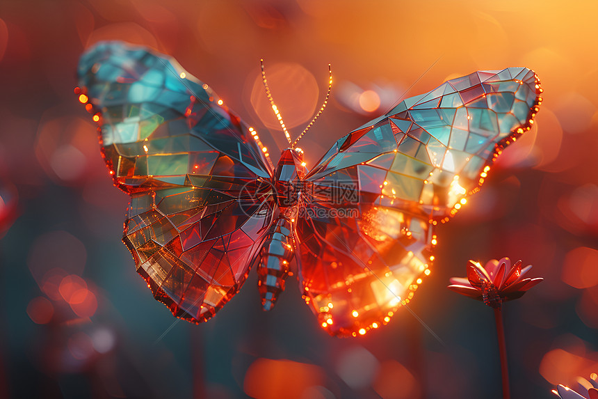 彩色玻璃质感蝴蝶图片