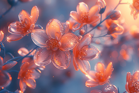 玻璃质感的花朵图片