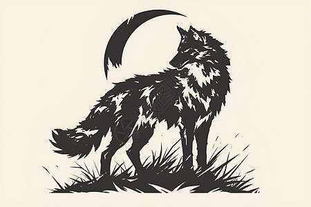 背景中的狼插画背景图片
