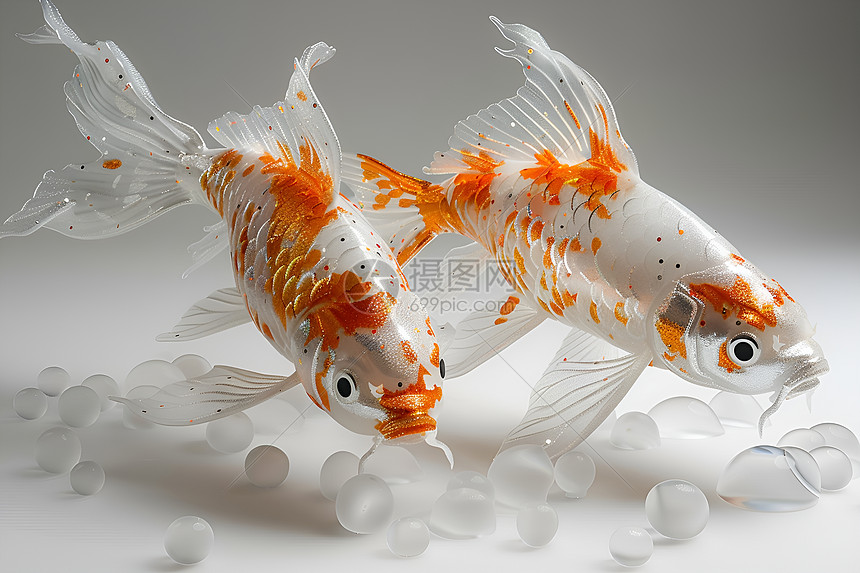 美丽的鲤鱼雕塑图片