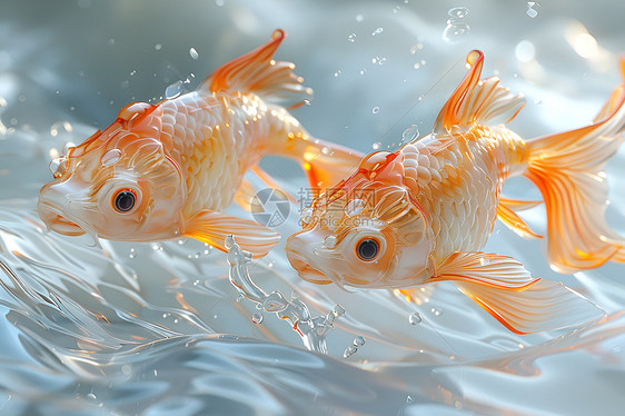 水面上的金鱼图片