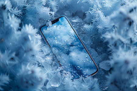 冰上的手机图片