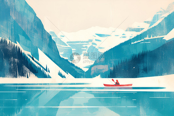 冬季孤舟图片