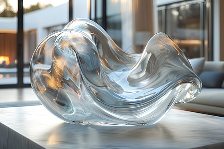 冲锋雕塑茶几上的玻璃雕塑设计图片
