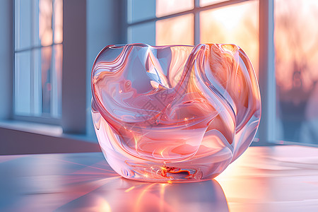 石墨窗边粉色玻璃碗设计图片