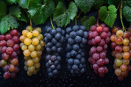 葡萄和叶子水果丰收季高清图片