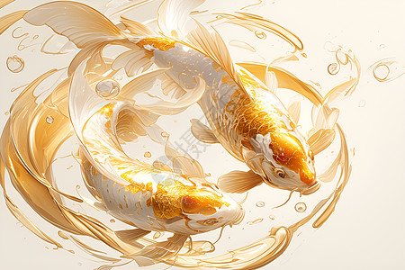阳光下游弋的金箔鲤鱼图片