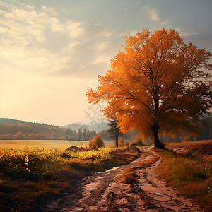 金黄的秋日树木图片