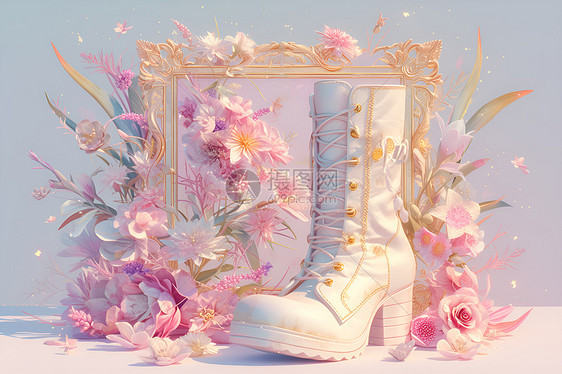 花朵和大白靴图片