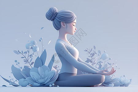 女子瑜伽平静的瑜伽大师插画
