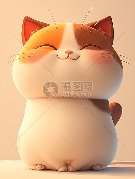 肚子鼓鼓的可爱猫咪图片