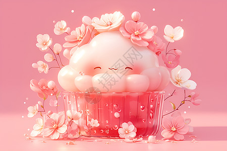 粉色甜品包子背景图片