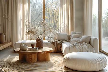 简约木质桌的客厅内景高清图片