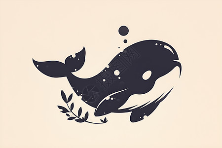 黑白鲸鱼标志图片