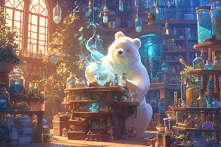 大白熊在炼制魔法药剂图片