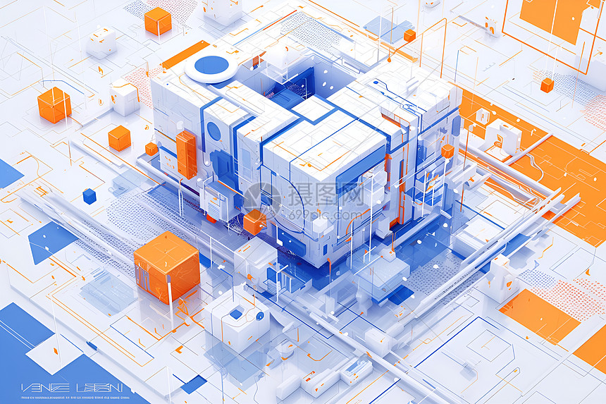科技感十足的立方体图片